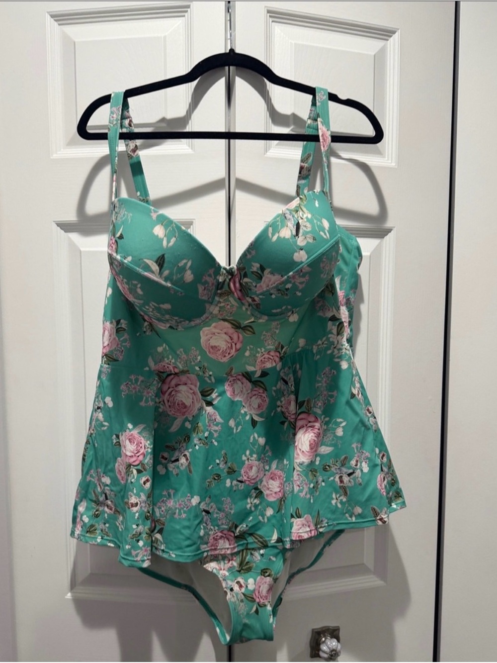 Torrid Floral Green Swim Dress Underwire Bra Size 3X